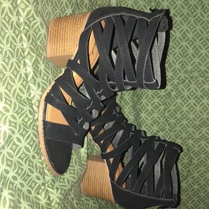 Strapy open toed booties